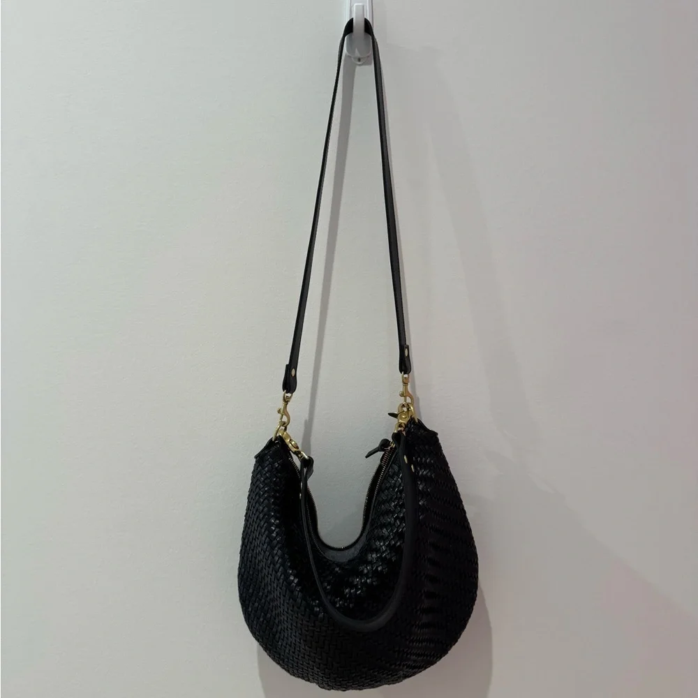Clare V Black Woven Hobo Shoulder Bag